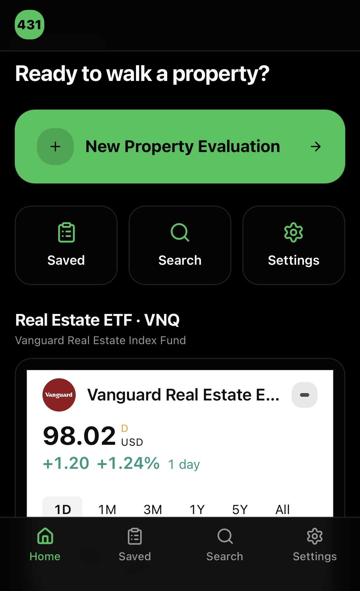 431 Property Evaluator App app home screen